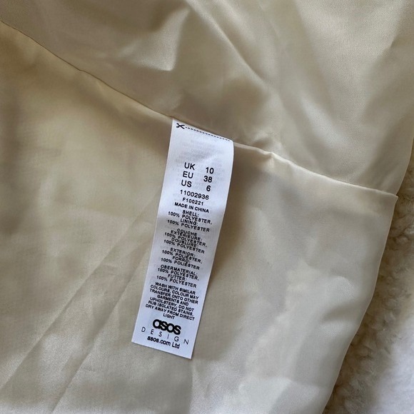 ASOS Desing womens‎ beige cream teddy fleece snap front jacket Sz 6 - Picture 11 of 11